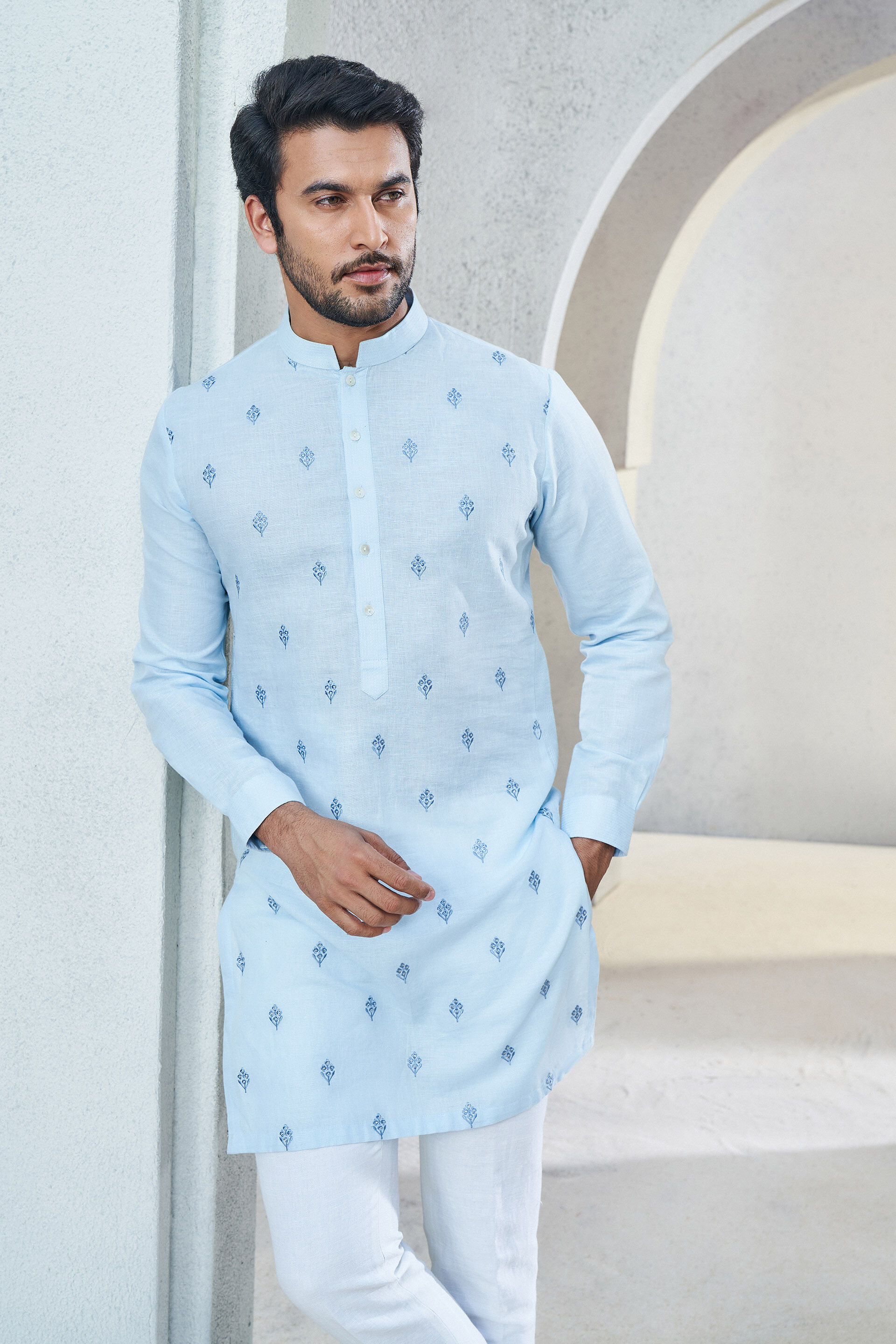 Keshav Kurta - Powder Blue, Powder Blue, image 4